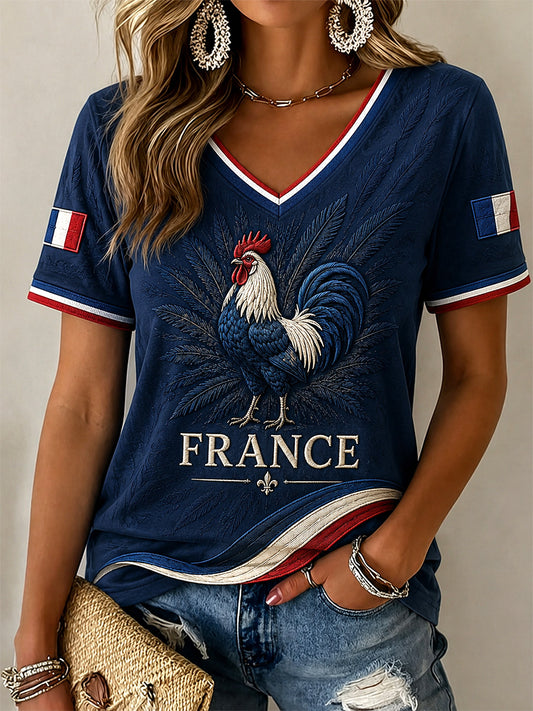 T-shirt décontracté pour femmes avec imprimé français