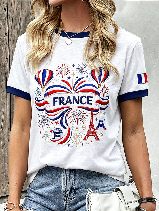 T-shirt à manches courtes imprimé en hommage aux femmes françaises