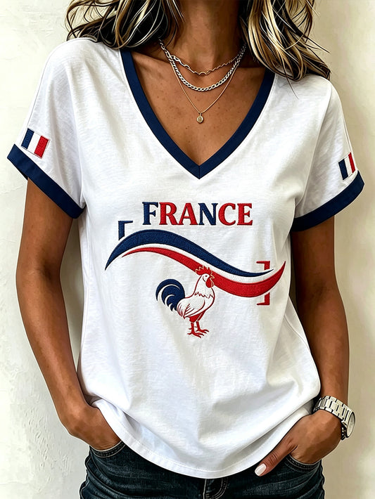T-shirt à manches courtes imprimé en hommage aux femmes françaises