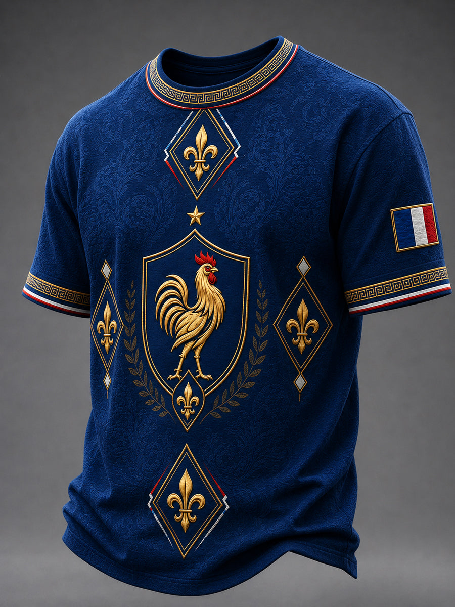 T-shirt à manches courtes et col rond pour homme, France Lover