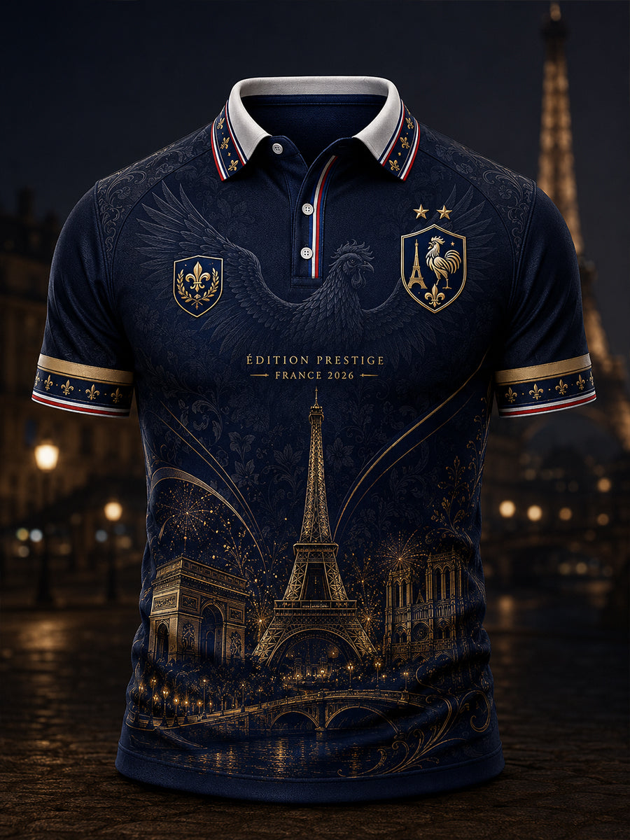 Chemise à manches courtes pour hommes, commémoration patriotique française