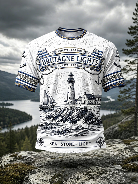 T-shirt Décontracté Homme Blanc Bretagne Française Héritage Imprimé