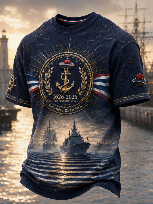 T-shirt manches courtes bleu marine pour homme