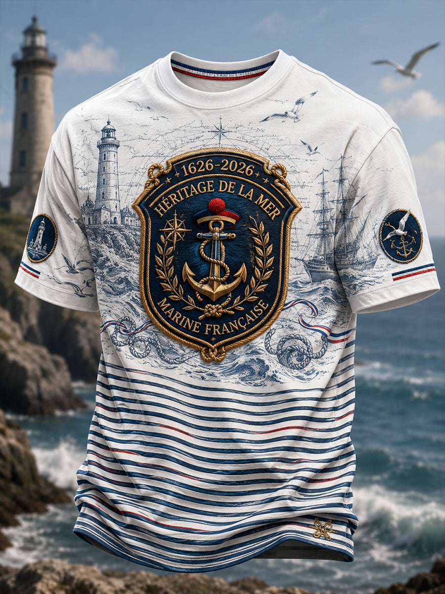 T-shirt manches courtes bleu marine pour homme