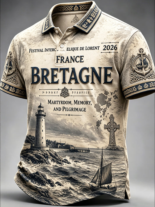 Polo décontracté pour homme à imprimé nautique, Festival celtique de Lorient, France