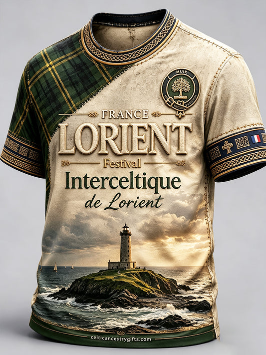 T-shirt décontracté imprimé patchwork à carreaux rétro festival celtique de Lorient français pour hommes
