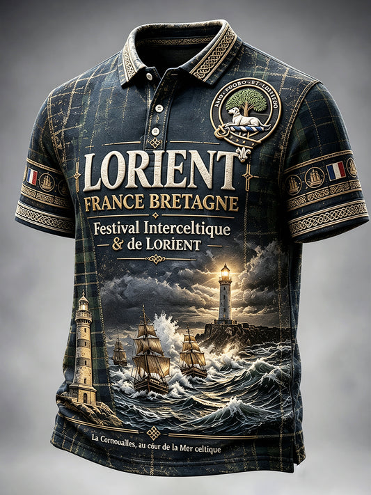 Polo décontracté à carreaux pour hommes Teal Green French Lorient Celtic Festival