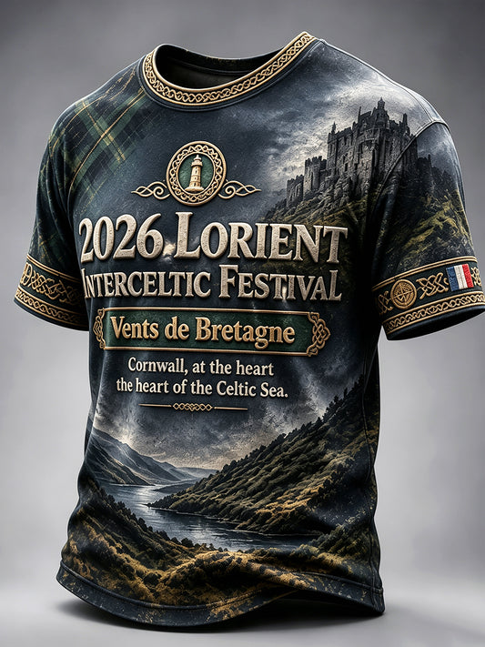 T-shirt décontracté à imprimé festival celtique de Lorient français pour hommes