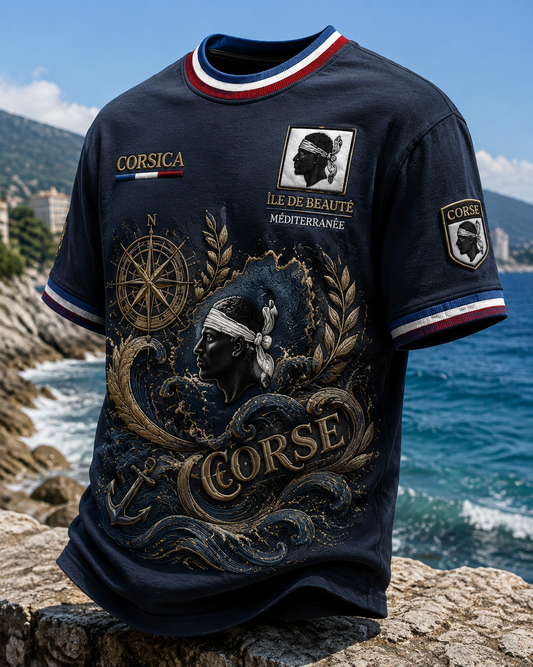 T-shirt à manches courtes pour hommes aux couleurs du drapeau de la Corse