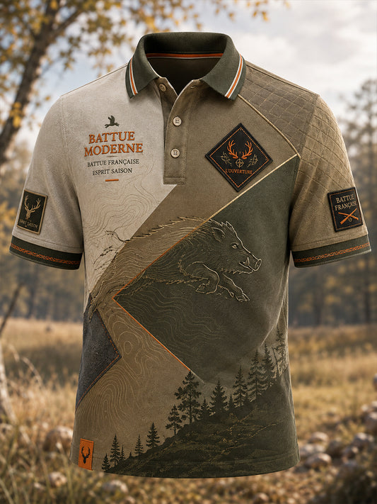 T-shirt manches courtes de saison de chasse française pour hommes
